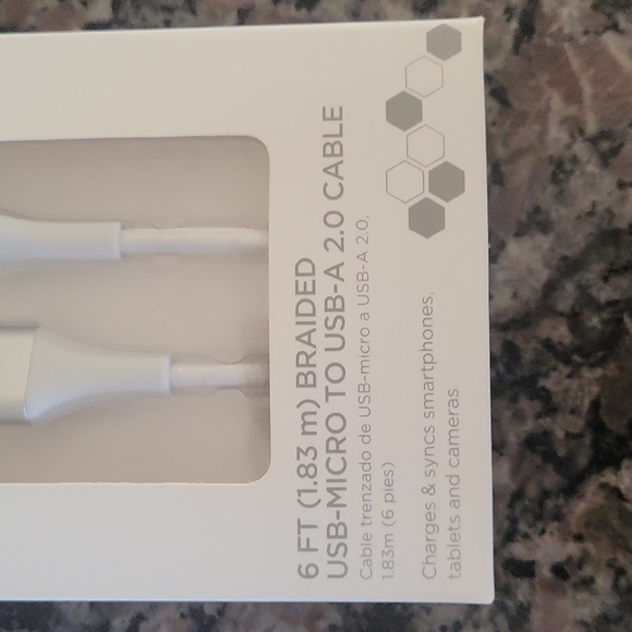 Ativa 6 ft braided USB micro to USB-A 2.0 cable new in box - Picture 2 of 4